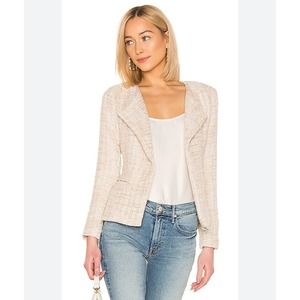 Lovers and Friends Pacey Cream Tweed Blazer Jacket Open Front Beige M